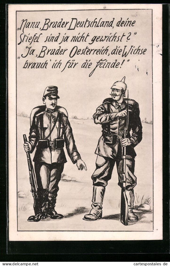 AK Soldaten Des Zweibunds Ziehen Gemeinsam In Den Kampf, Propaganda 1. Weltkrieg  - Guerre 1914-18
