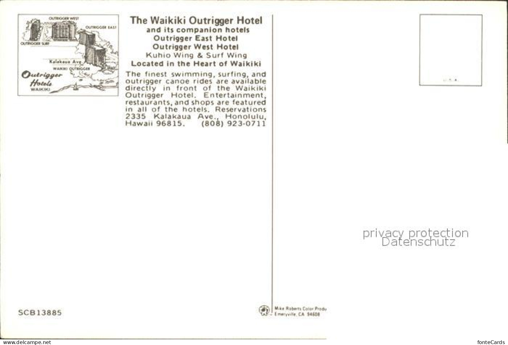 71959243 Waikiki Outrigger Hotels - Autres & Non Classés