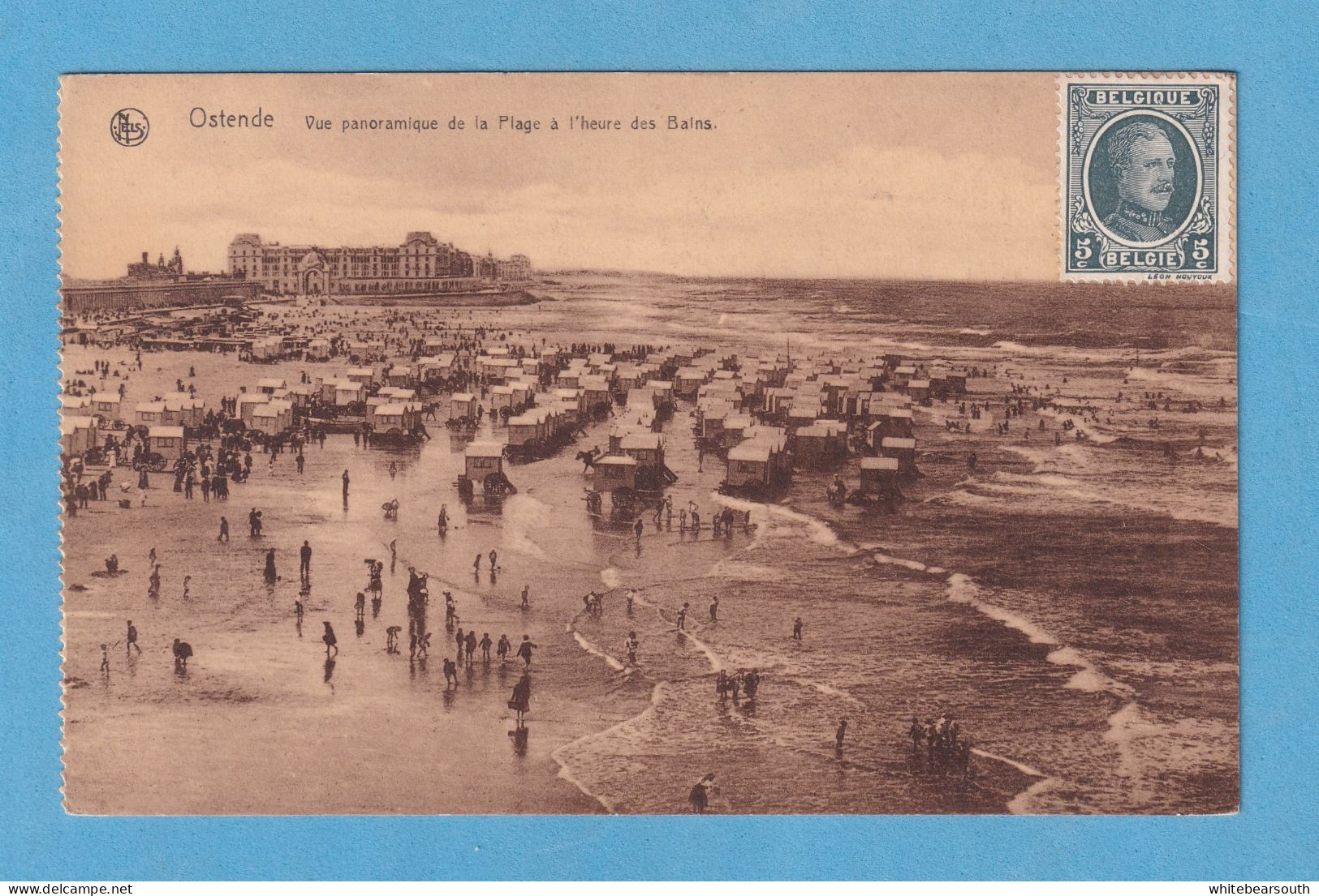 680 BELGIQUE BELGIUM BELGICA OOSTENDE OSTENDE VUE PANORAMIQUE DE LA PLAGE A L'HEURE DES BAINS RARE POSTCARD - Oostende