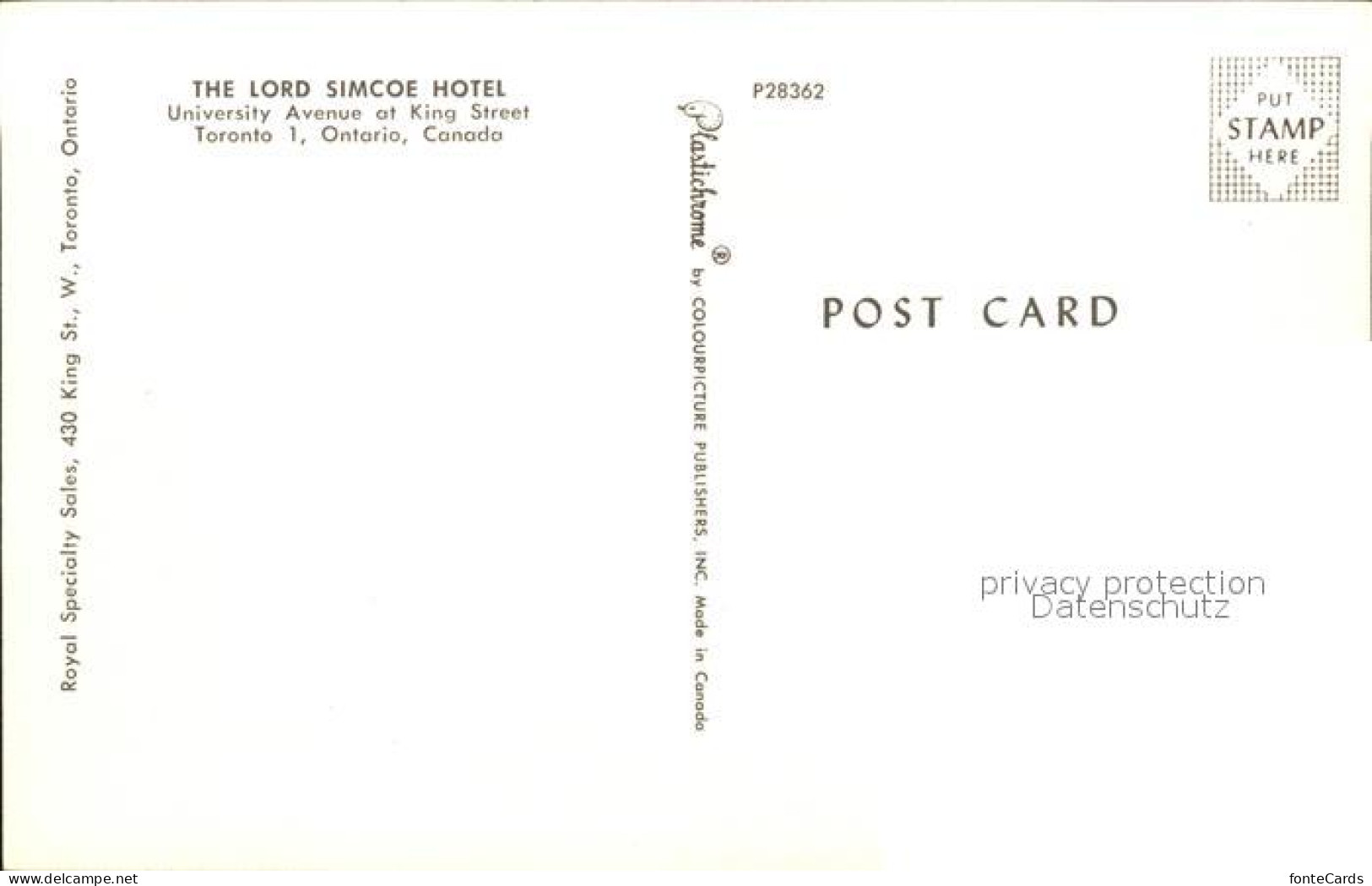 71954707 Toronto Canada The Lord Simcoe Hotel  - Non Classés