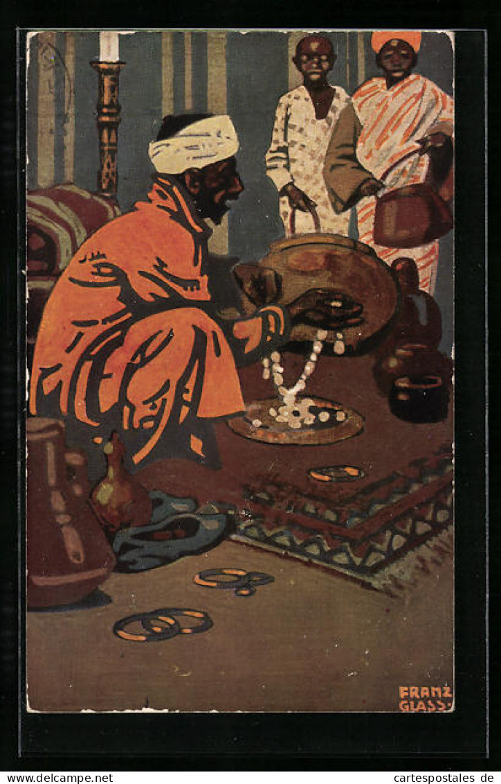 Künstler-AK Sign.Franz Glass: München, Ausstellung 1910, Arabischer Händler  - Exhibitions