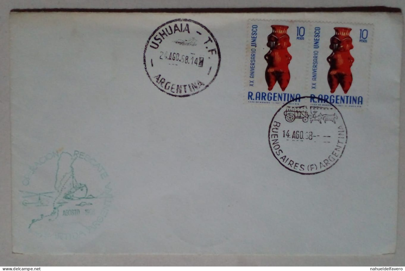 Argentine - Enveloppe Diffusée Avec Timbre Thématique Anniversaire De L'UNESCO (1968) - Used Stamps