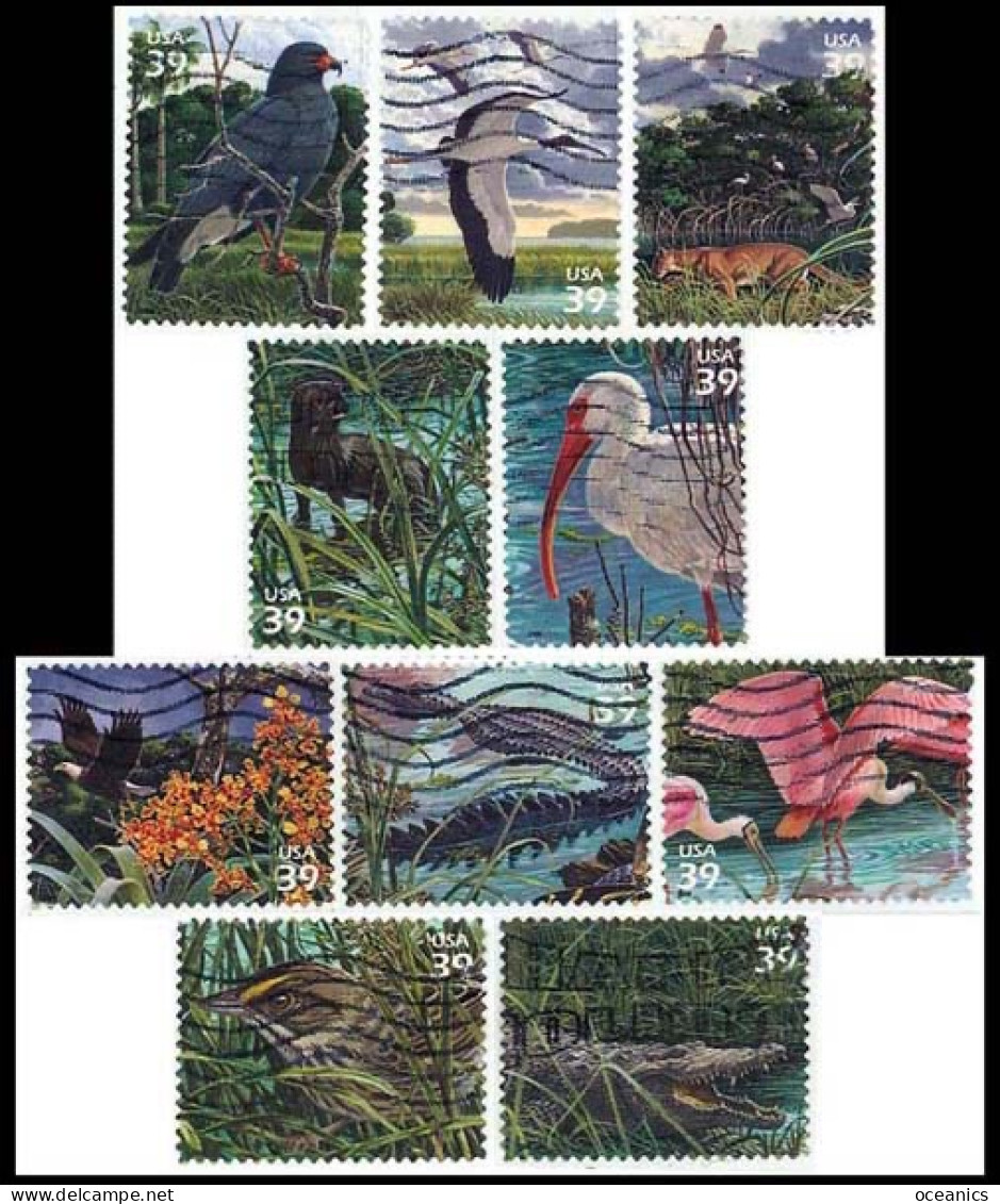 Etats-Unis / United States (Scott No.4099a-j - Marais De Floride / Florida Wetland) (o) Set Od 10 - Used Stamps