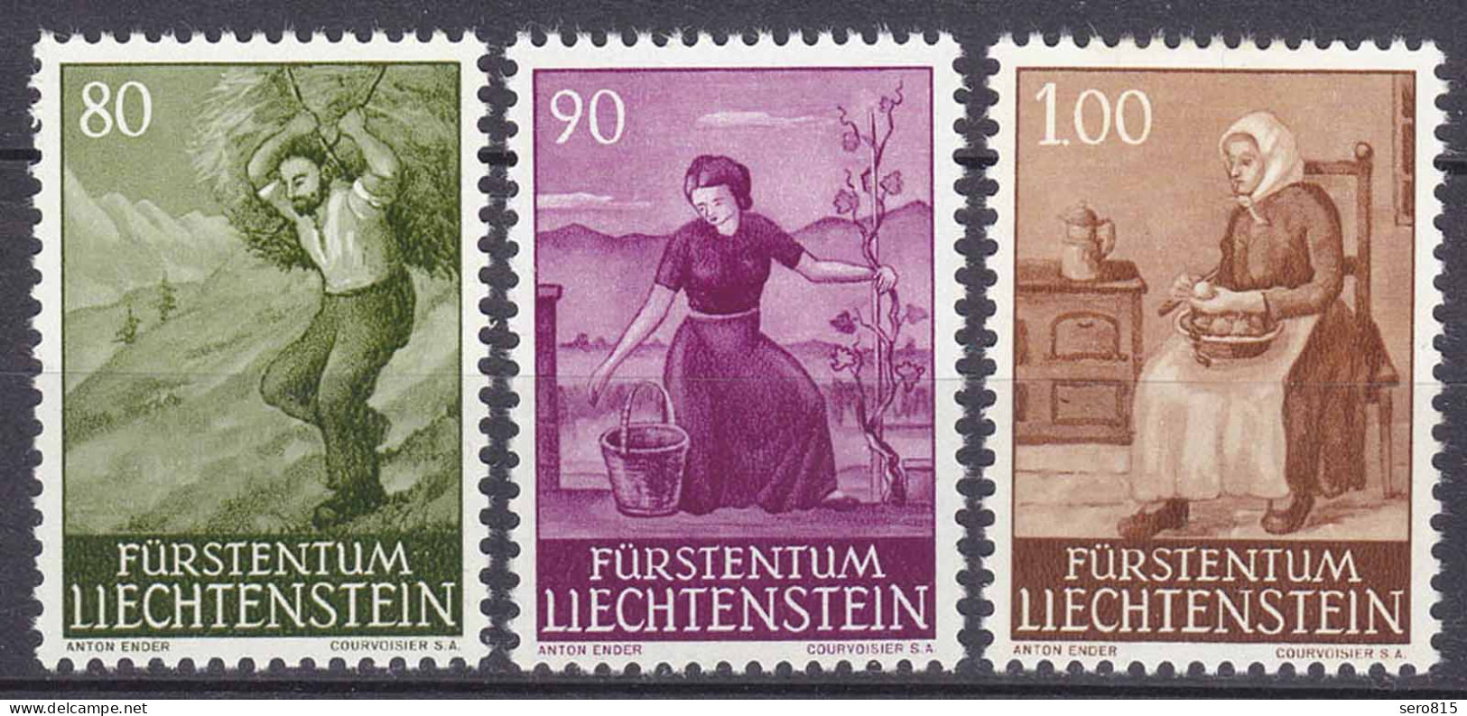 Liechtenstein  Mi. 411-413 Postfrisch Ländliche Motive 1961 (11324 - Autres & Non Classés