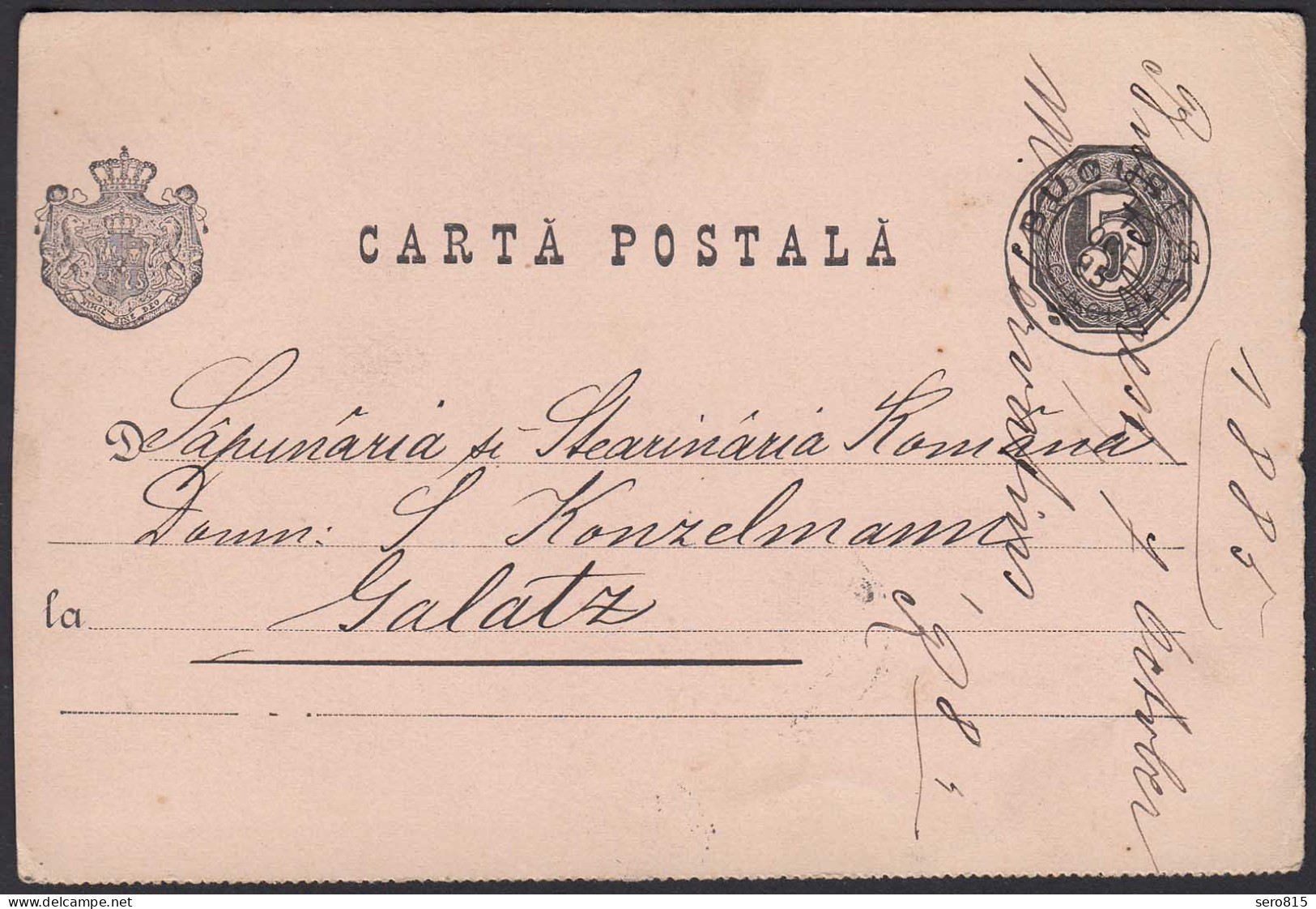 Rumänien Ganzsache 1885 București Nach Galatz  (20208 - Other & Unclassified