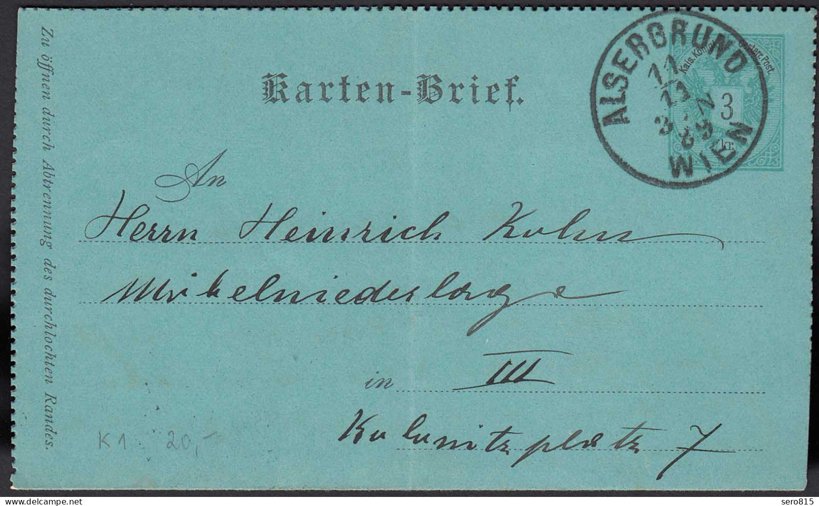 Österreich - Austria Kartenbrief 1889 Alsergrund N. Weissgärber  (20244 - Other & Unclassified