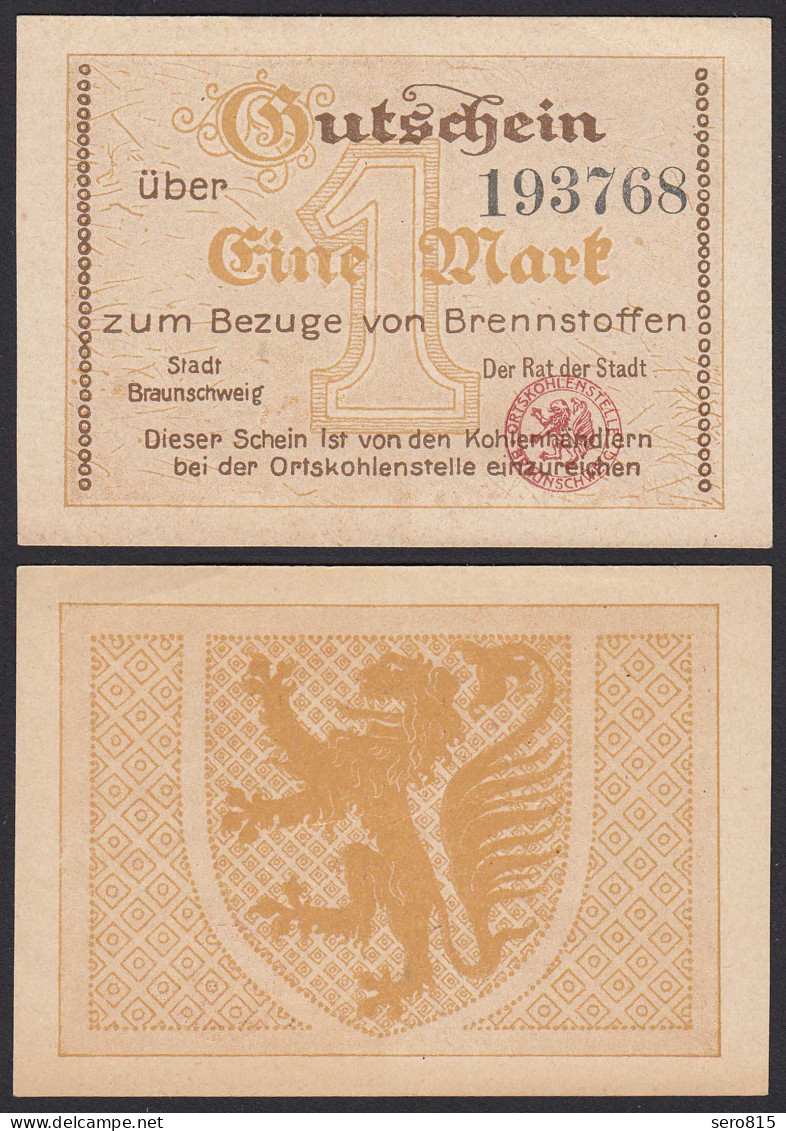 Niedersachsen - Braunschweig 1 Mark Für Brennstoffe Gutschein/Notgeld  (20402 - Autres & Non Classés