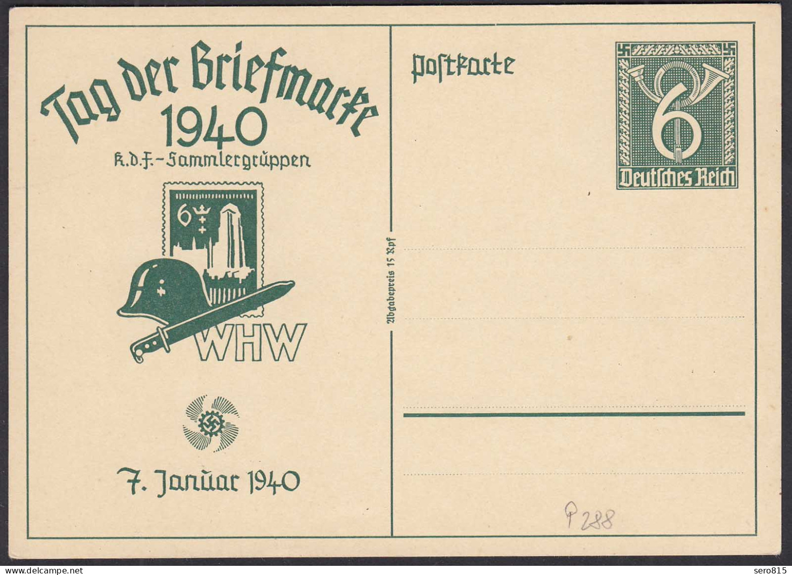 Deutsches Reich 1940 Ganzsache P288 Tag Der Briefmarke   (32153 - Sonstige & Ohne Zuordnung