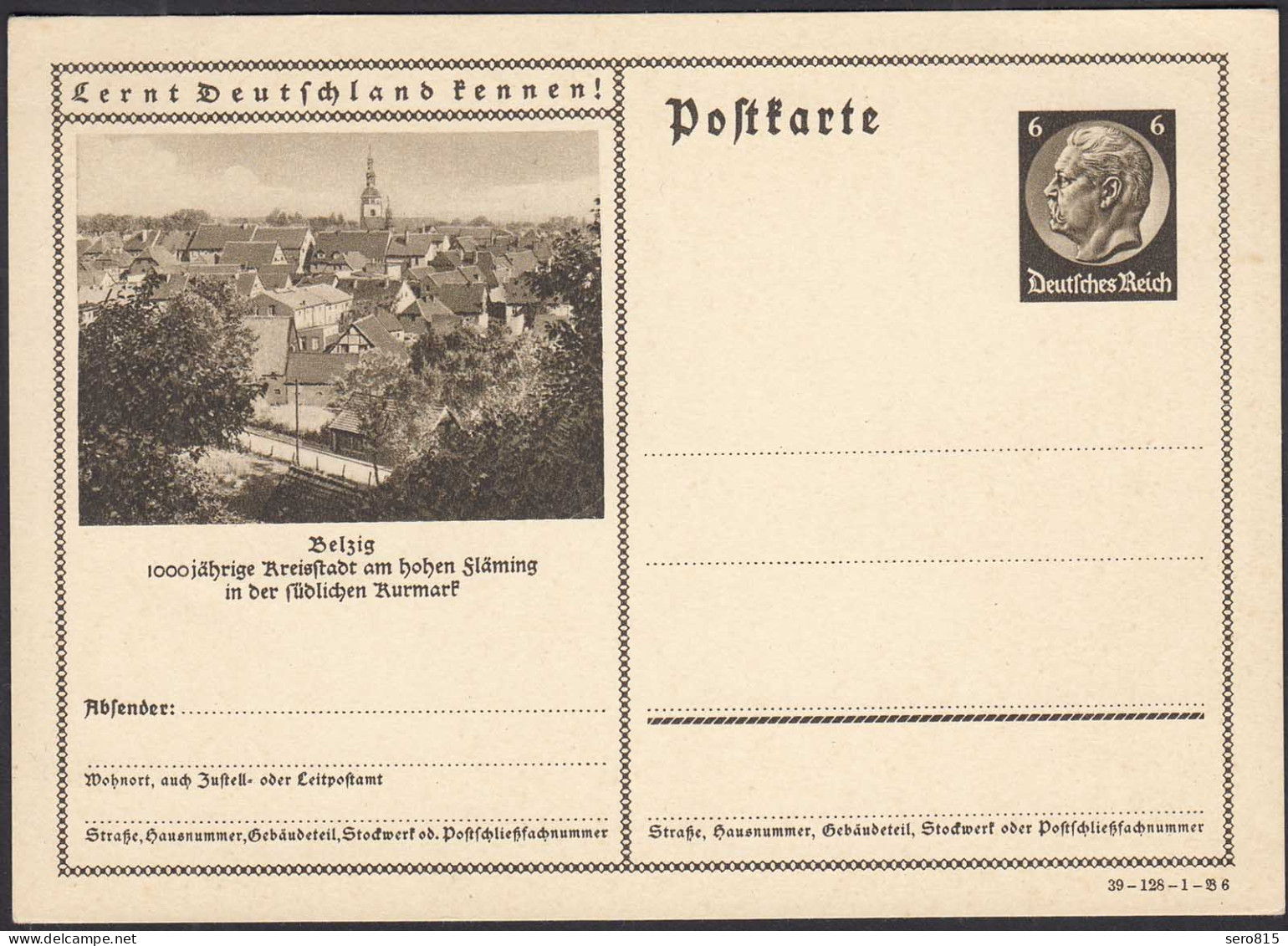 Deutsches Reich 1941 Ganzsache P236 Bildpostkarte Belzig Kurmark   (32146 - Sonstige & Ohne Zuordnung