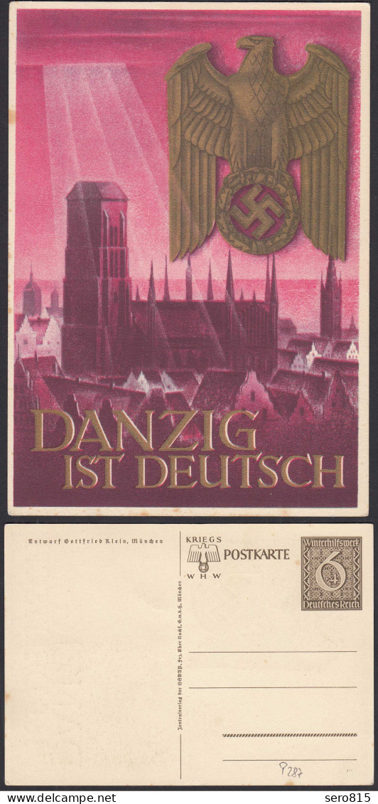 Deutsches Reich 1939 Ganzsache P287 DANZIG Ist Deutsch  (32152 - Autres & Non Classés