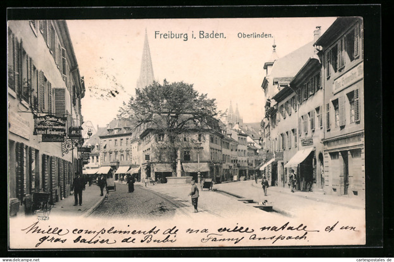 AK Freiburg I. Baden, Oberlinden Mit Passanten  - Freiburg I. Br.