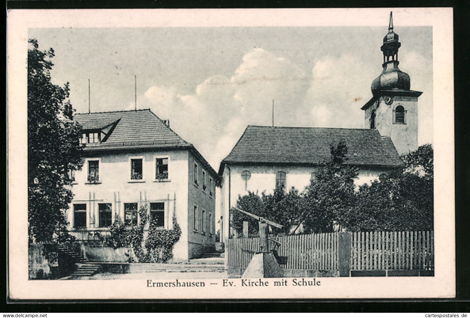 AK Ermershausen, Ev. Kirche Mit Schule  - Autres & Non Classés