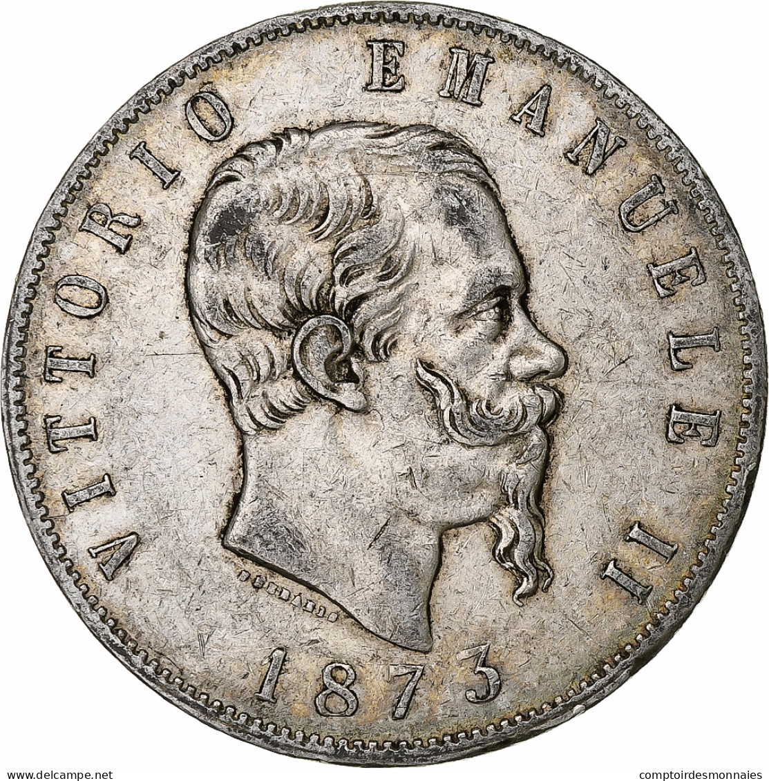Italie, Vittorio Emanuele II, 5 Lire, 1873, Milan, Argent, TB, KM:8.3 - 1861-1878 : Victor Emmanuel II