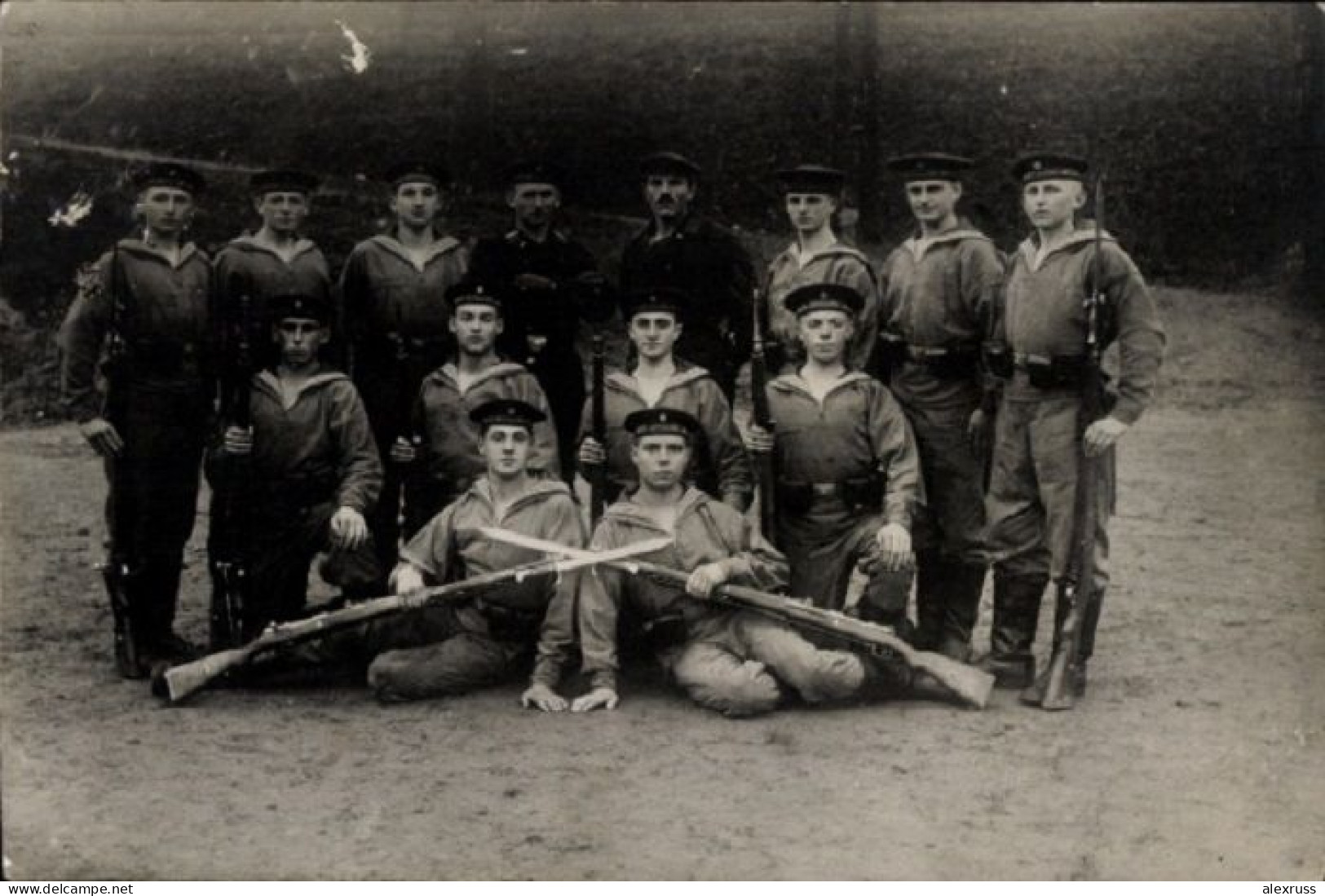 Germany Photo RPPC Postcard Germany Sailors In Uniforms, Naval Artillery, Bayonets - Guerre 1914-18