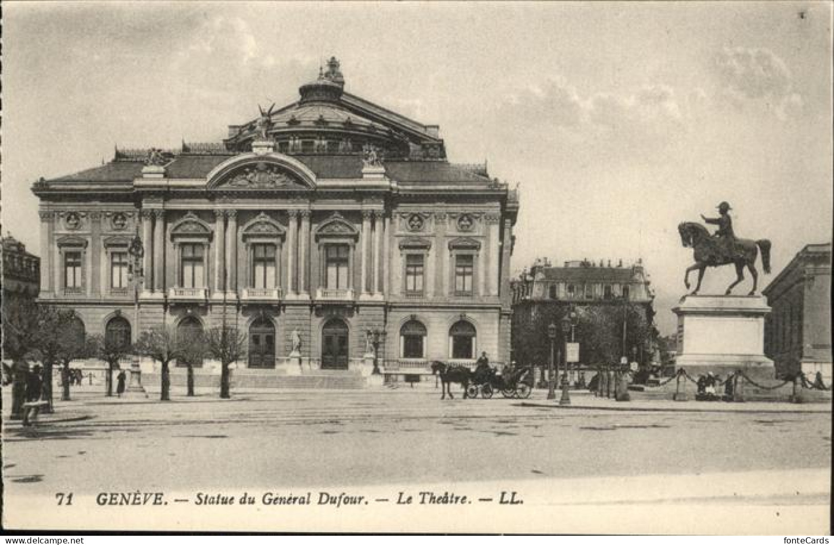 11112806 Geneve_GE Statue General Dufour Theater Kutsche  - Autres & Non Classés