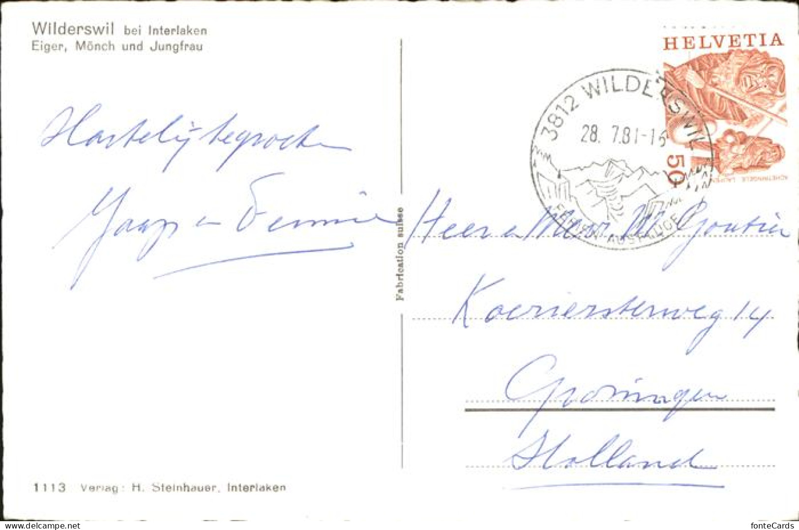 11112647 Wilderswil Eiger Moench Jungfrau - Autres & Non Classés
