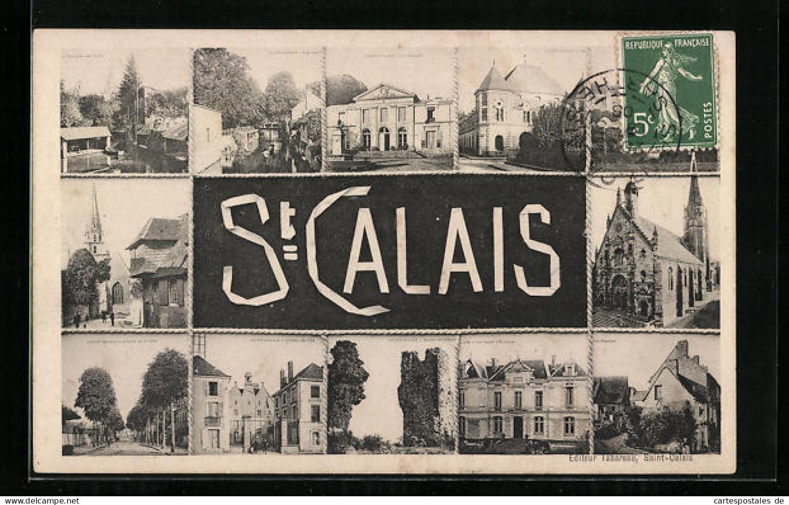 CPA St-Calais, Le Tribunal, Avenue De La Gare, L`Hotel De Ville  - Saint Calais