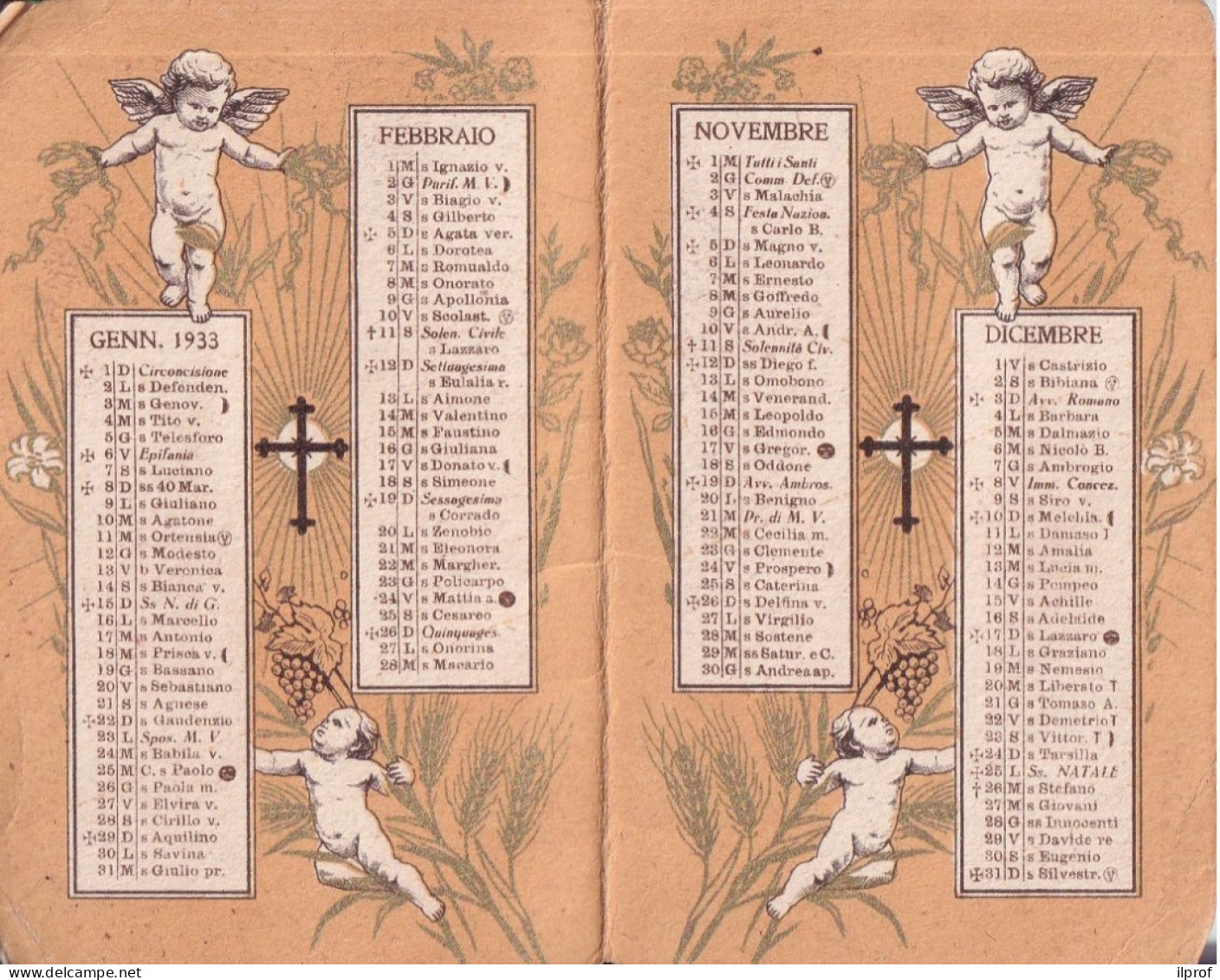 1933 Calendarietto A 6 Pagine Con Soggetti Religiosi  Rif. S485 - Religion & Esotérisme