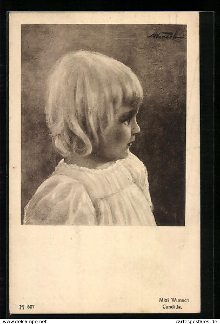 Künstler-AK Mizi Wunsch: Portrait Eines Kleinen Blonden Mädchens Im Weissen Kleid  - Other & Unclassified