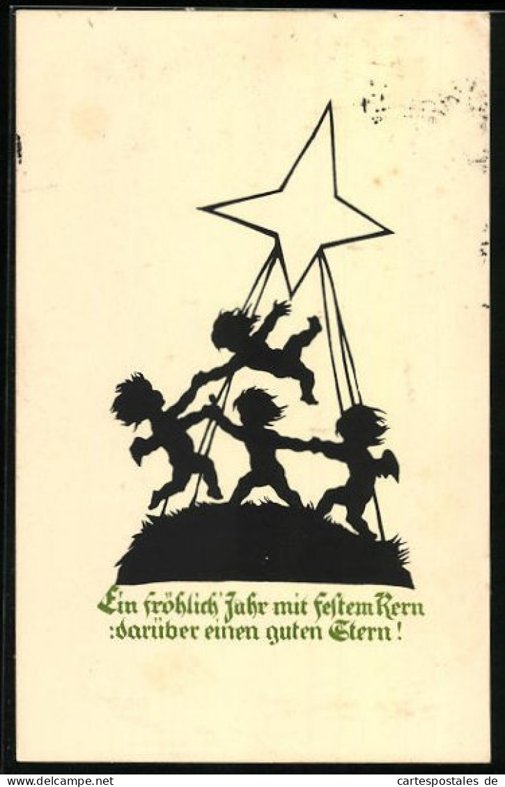 Künstler-AK Georg Plischke: Ein Fröhlich Jahr Mit Festem Kern, Darüber Einen Guten Stern!, Engel Mit Grossem Stern  - Autres & Non Classés