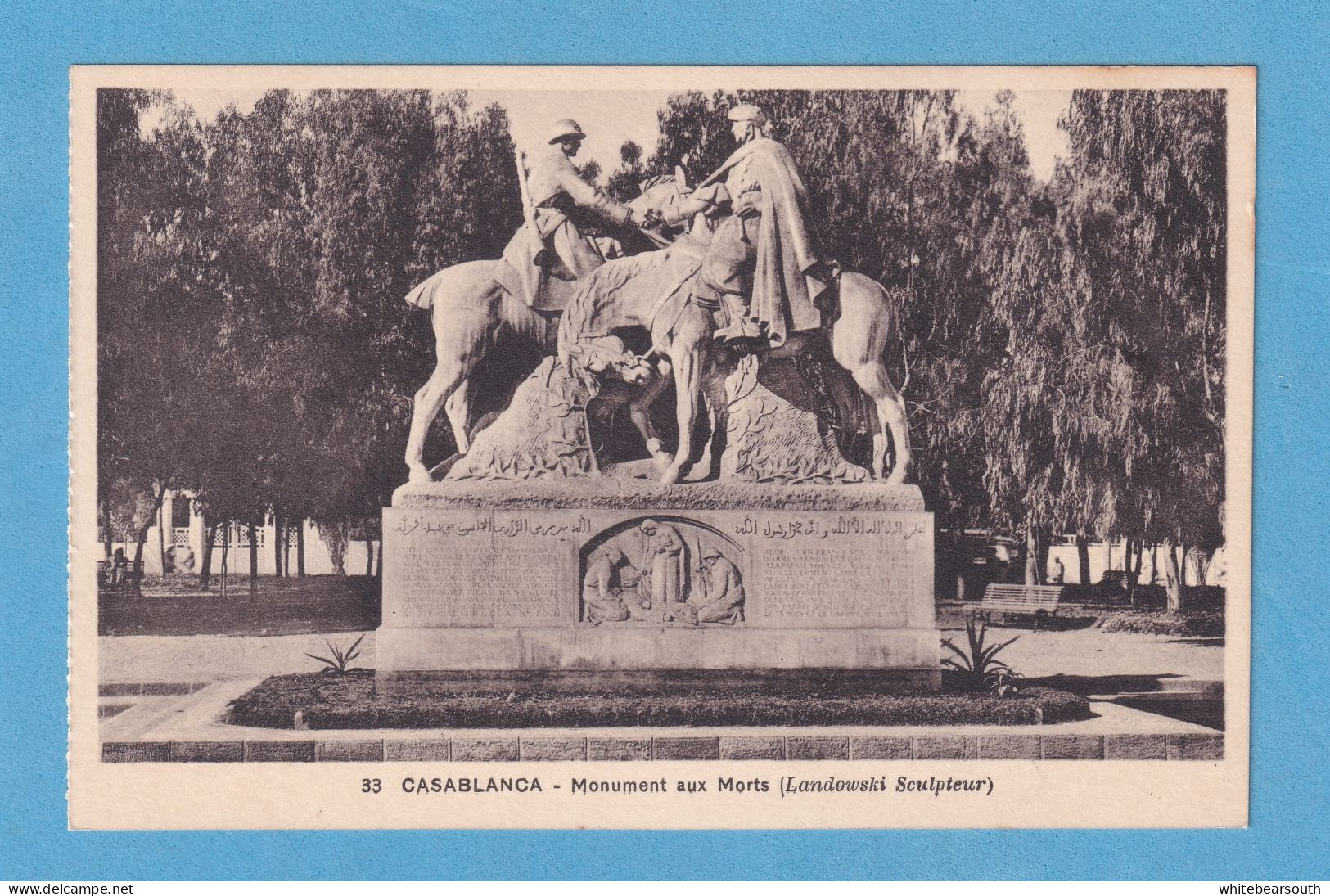 702 MOROCCO MARRUECOS CASABLANCA MONUMENT AUX MORTS RARE POSTCARD - Casablanca
