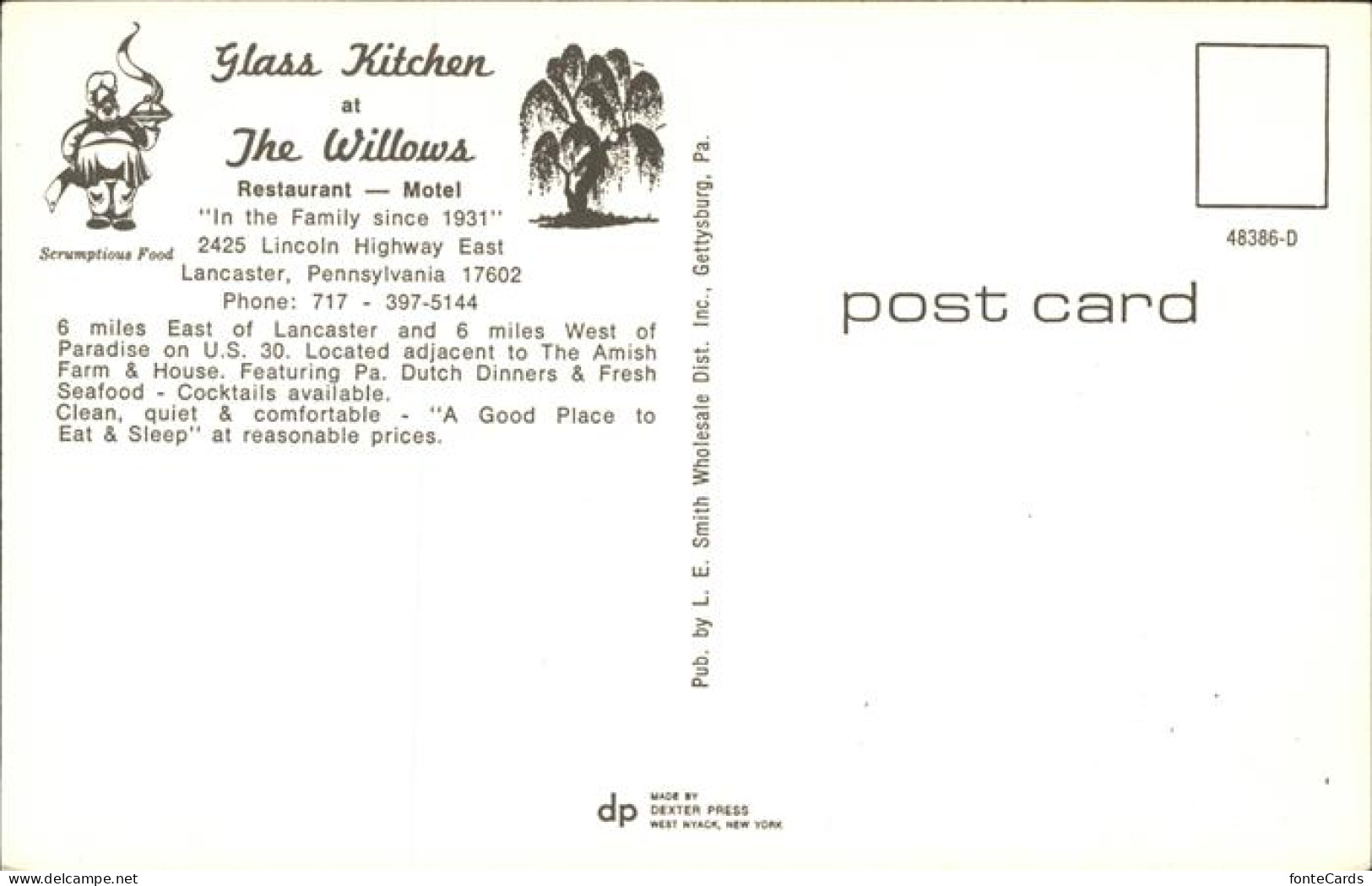 11111850 Lancaster Pennsylvania Glass Kitchen The Willows Motel Lancaster Pennsy - Autres & Non Classés