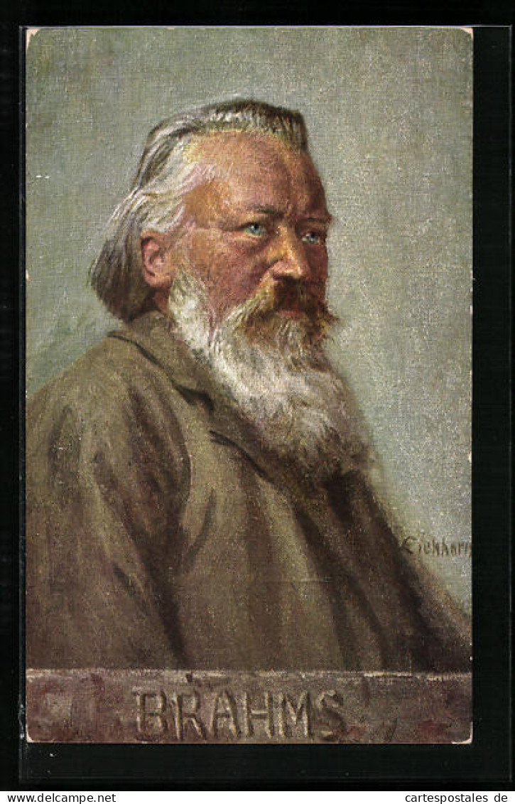 Künstler-AK Portrait Des Komponisten Brahms  - Artistes