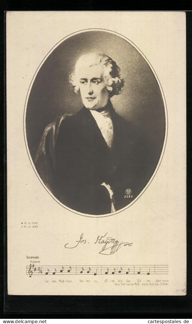 AK Portrait Des Komponisten Jos. Haydn, Text- Und Notenzeile  - Artistes