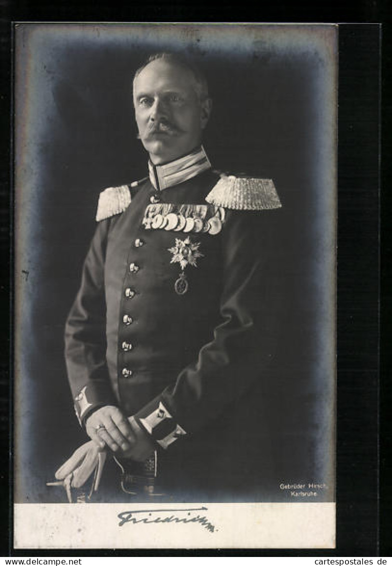 AK Grossherzog Friedrich Von Baden In Uniform Mit Orden  - Royal Families