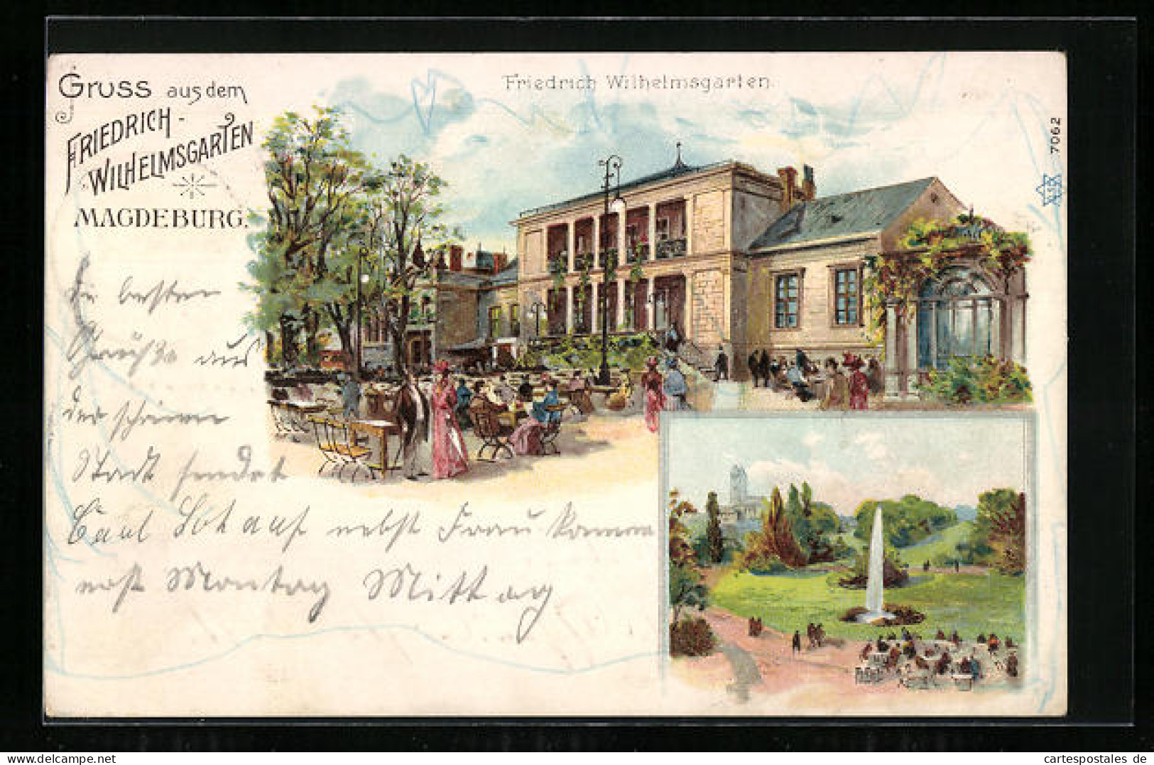 Lithographie Magdeburg, Friedrich-Wilhelmsgarten  - Magdeburg