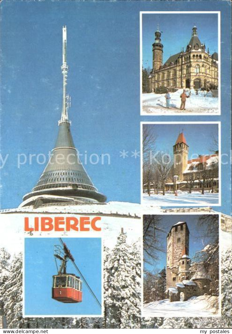 72559775 Liberec Schloss Seilbahn Rathaus Baude Winterlandschaft Liberec - Tchéquie