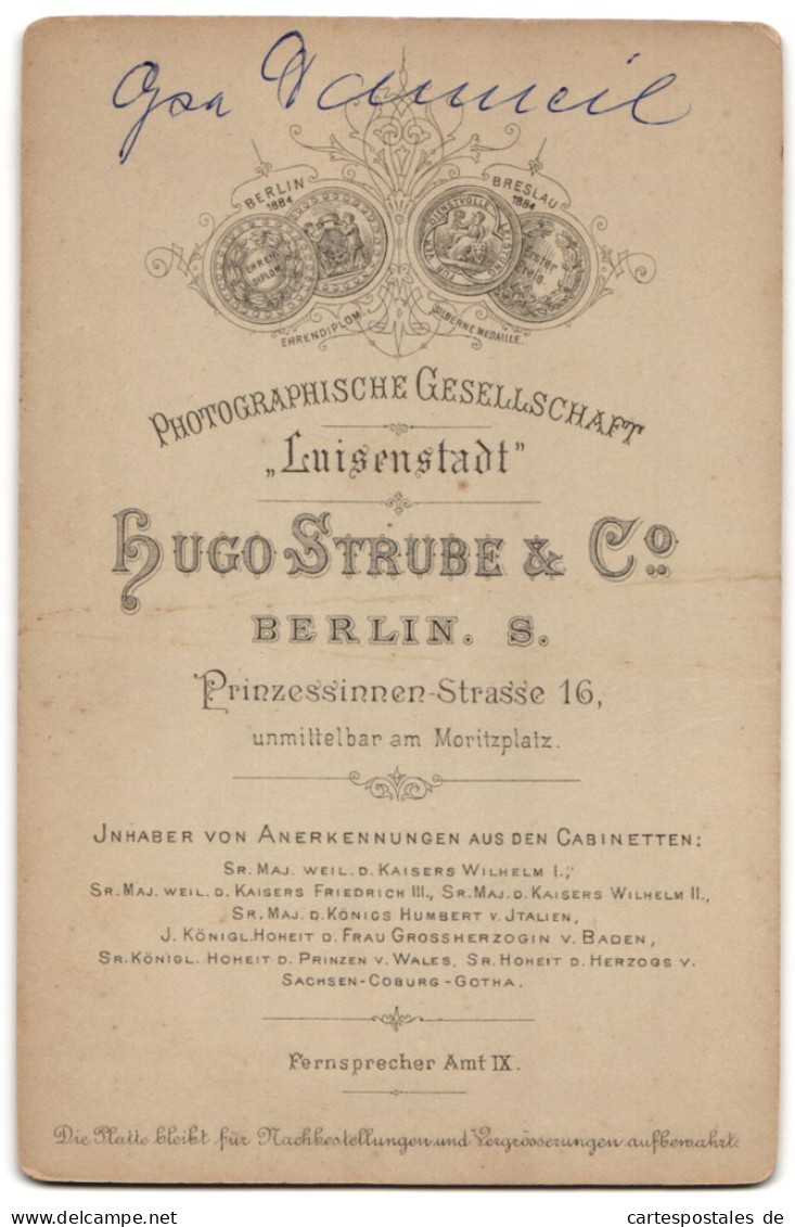 Fotografie Hugo Strube & Co., Berlin, Prinzessinnenstr. 16, Bürgerlicher Herr Mit Vollbart  - Personnes Anonymes