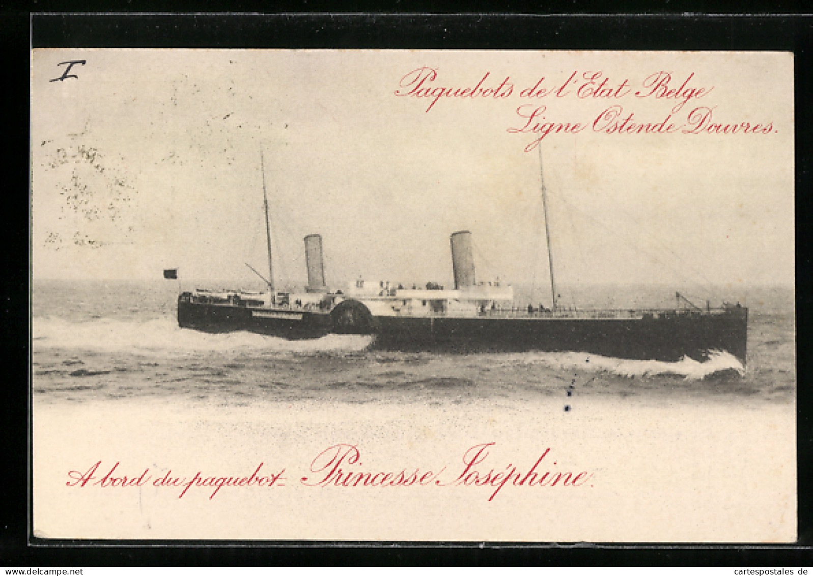 AK Passagierschiff Princesse Josephine Paquebot De I'Etat Belge, Ligne Ostende-Douvres  - Passagiersschepen