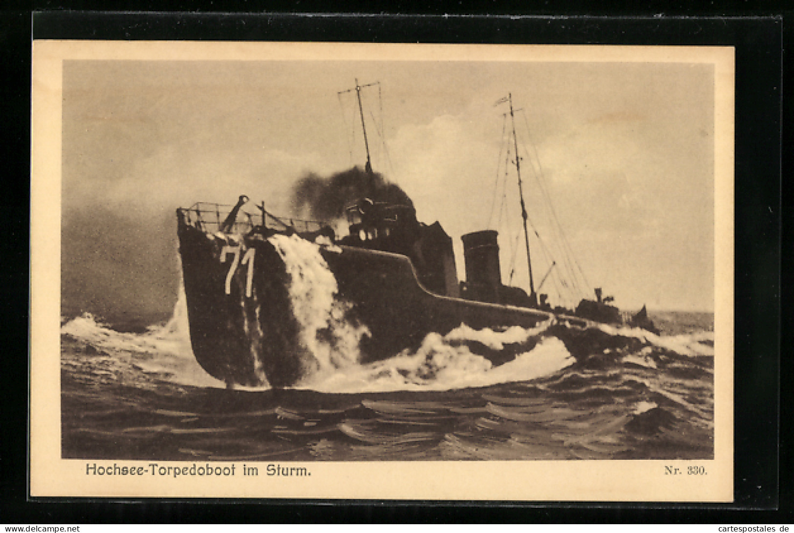 AK Hochsee-Torpedoboot 71 Im Sturm  - Krieg