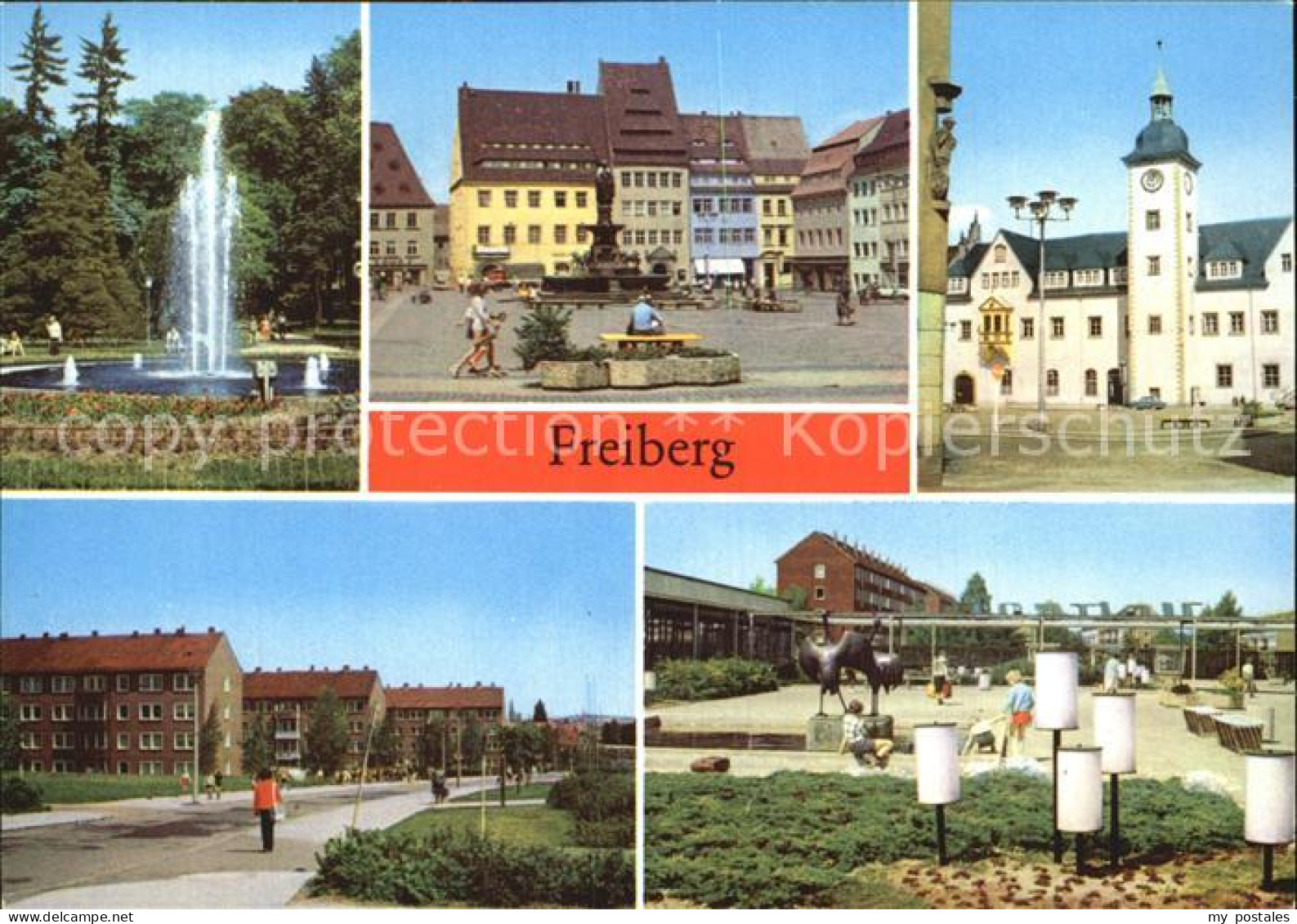 72557253 Freiberg Sachsen Scheringerpark Brunnendenkmal Obermarkt Rathaus Freibe - Freiberg (Sachsen)