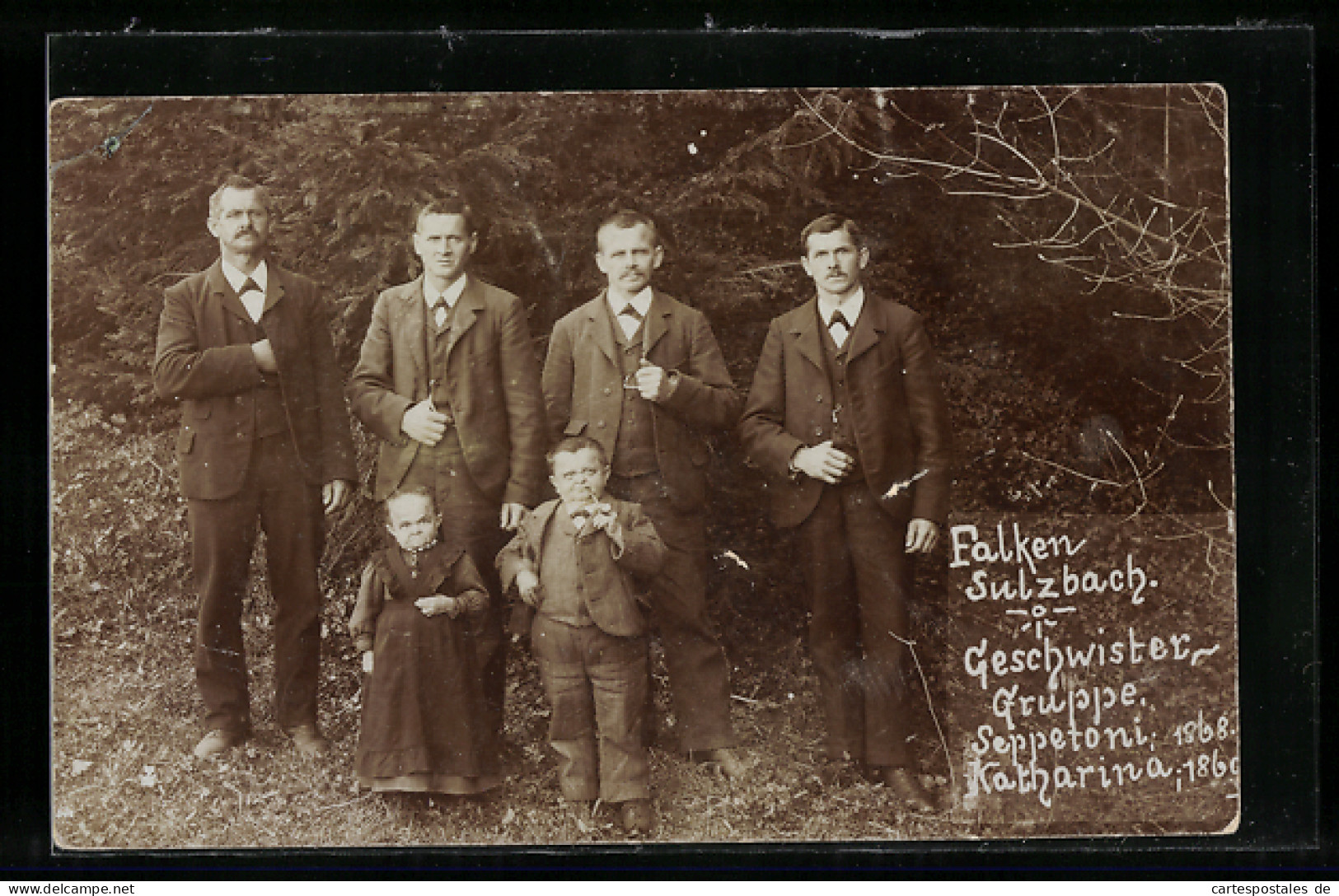 Foto-AK Sulzbach, Geschwistergruppe Mit Liliputaner Seppetoni & Katherina Vom Gasthof Falken  - Sonstige & Ohne Zuordnung