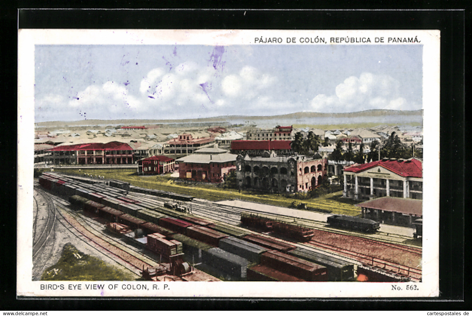 AK Colon, Vista De Pajaro Sobre La Estacion Con La Ciudad, Totale Mit Bahnhof  - Panama