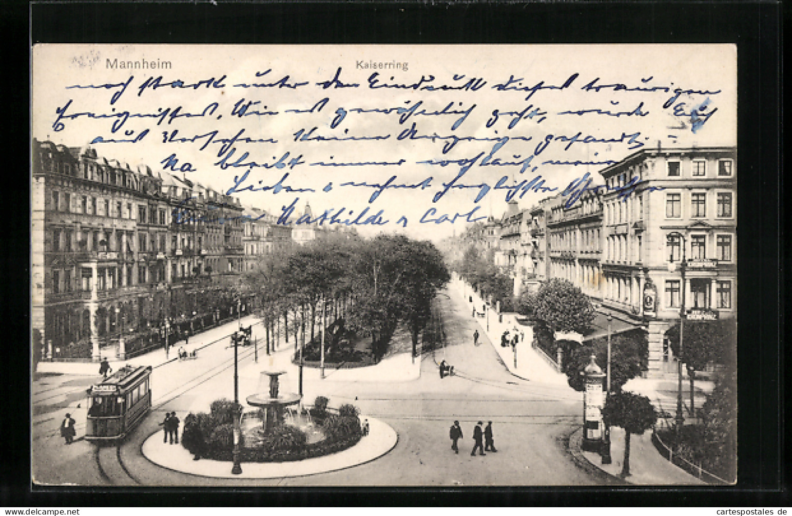 AK Mannheim, Strasse Kaiserring Mit Strassenbahn  - Tramways