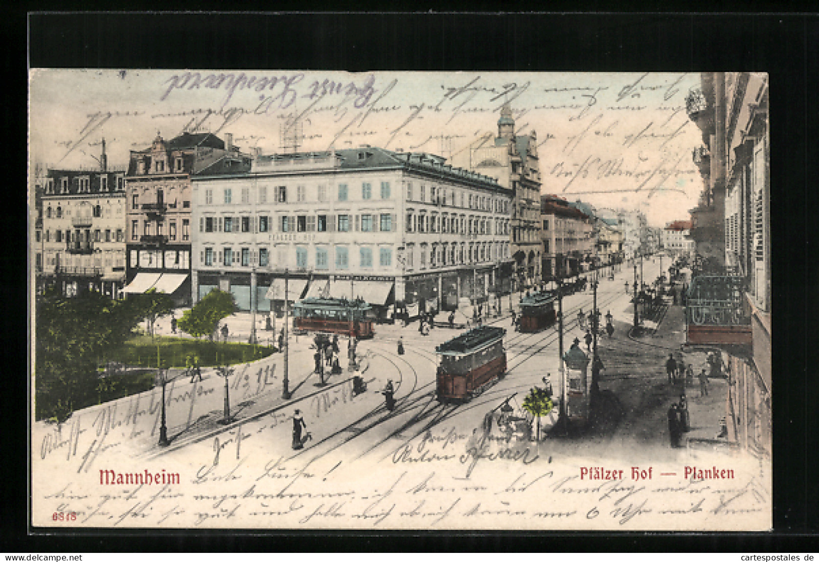 AK Mannheim, Pfälzer Hof, Planken, Strassenbahn  - Mannheim