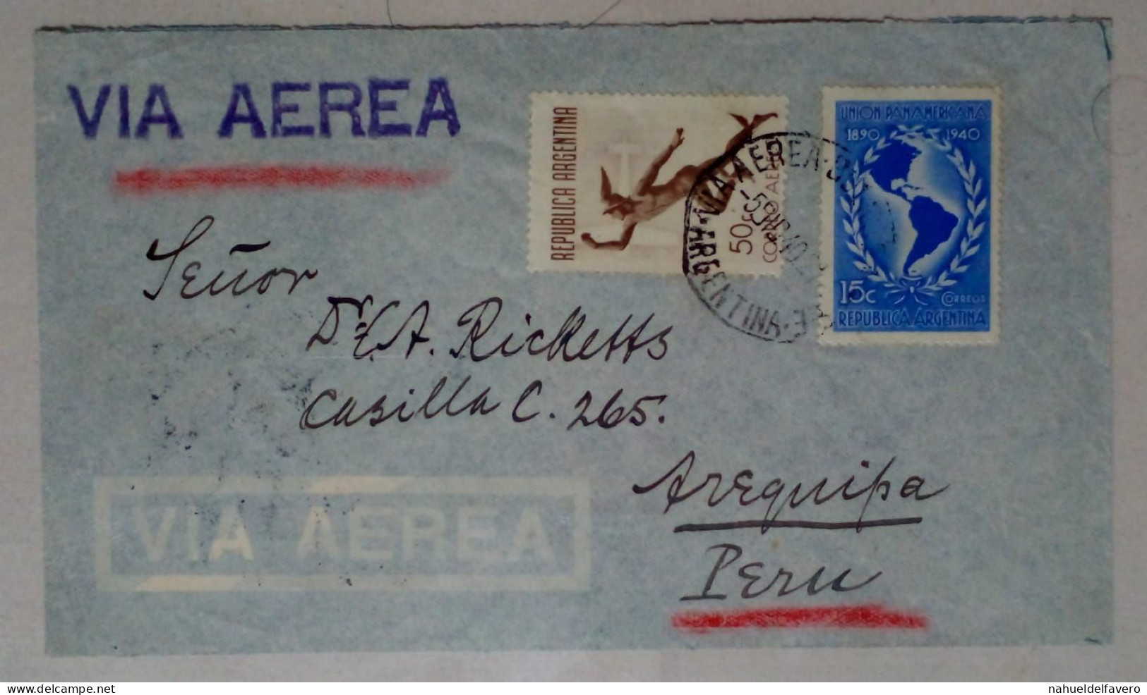 Argentine - Poste Aérienne Avec Timbres Thématiques De L'Union Panaméricaine (1940) - Gebraucht