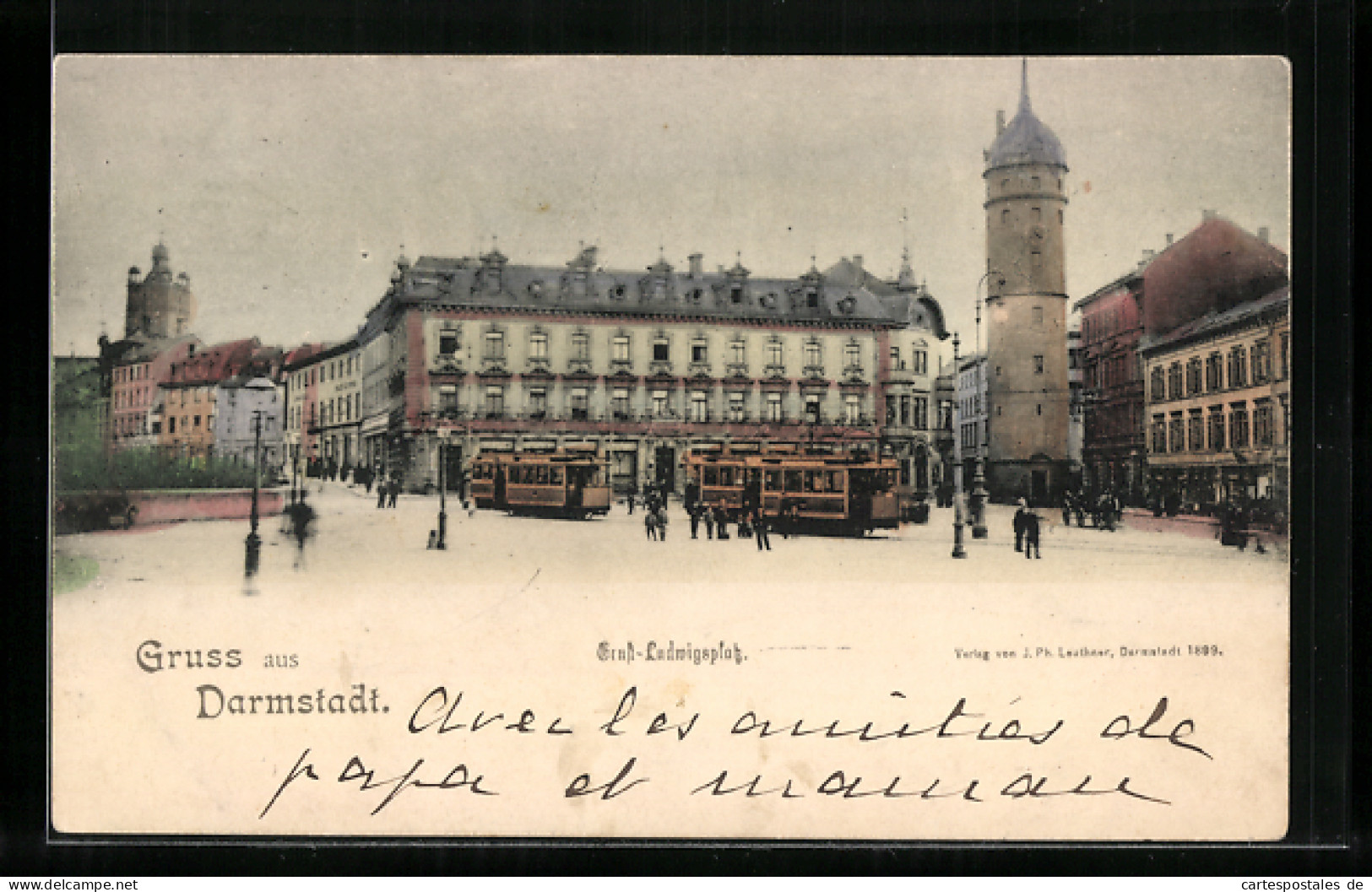 AK Darmstadt, Ernst-Ludwigsplatz Mit Strassenbahn  - Tramways