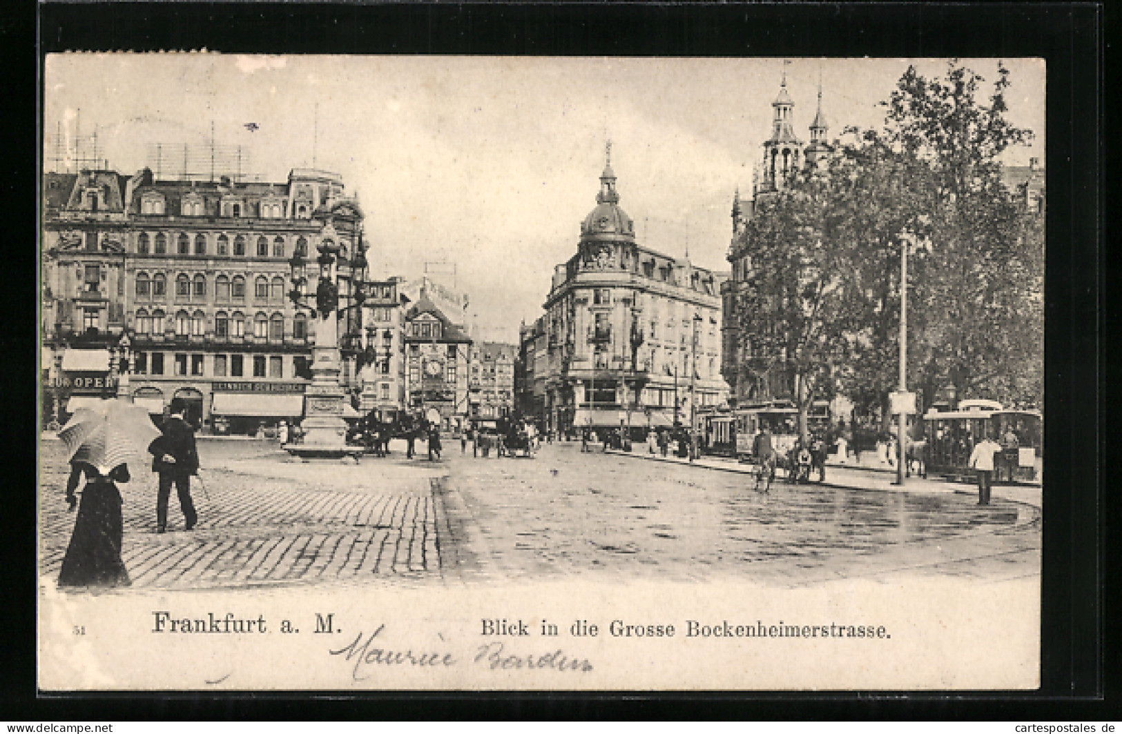 AK Frankfurt A. M., Grosse Bockenheimerstrasse Mit Geschäften Und Strassenbahn  - Tramways