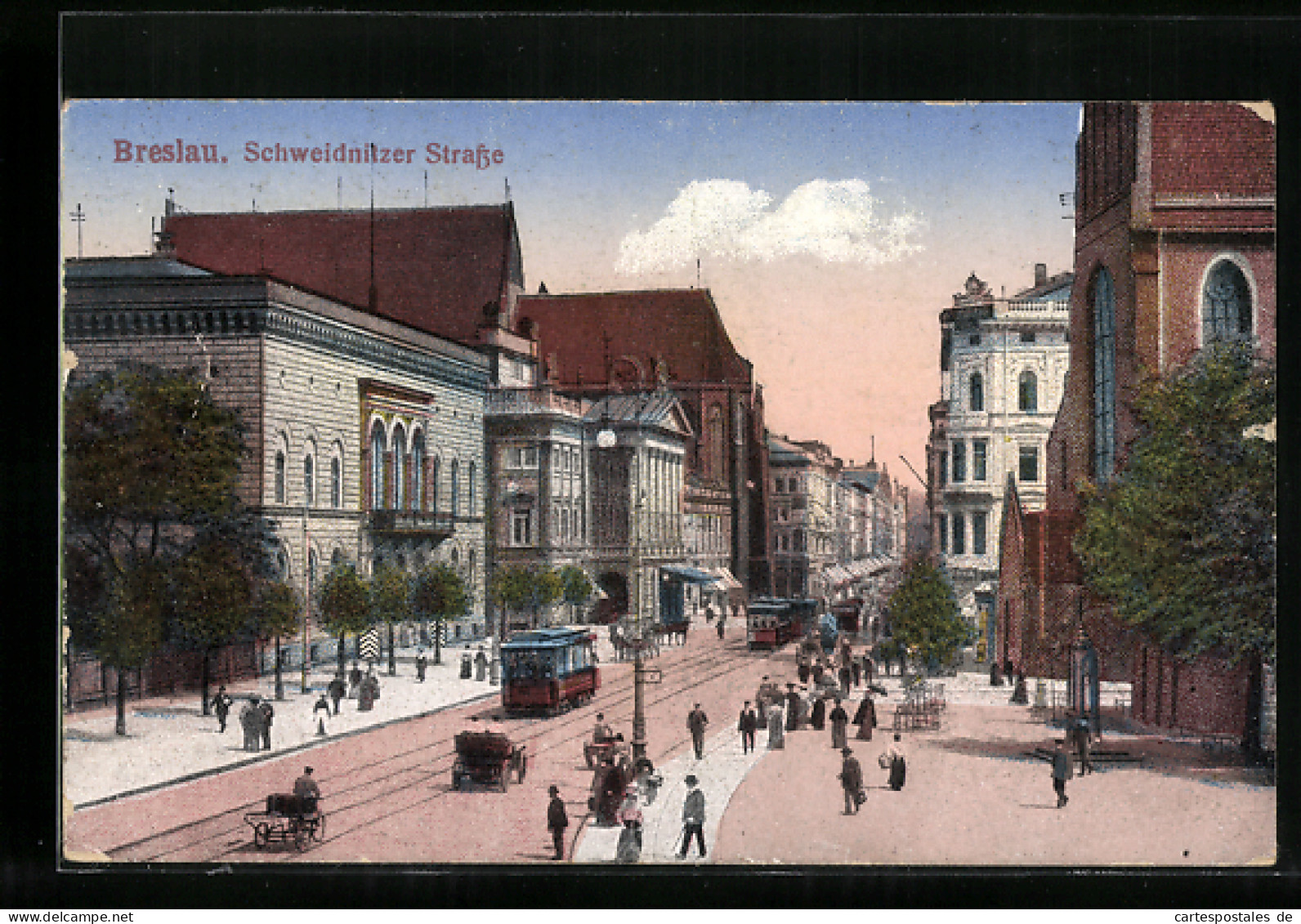 AK Breslau, Schweidnitzer Strasse Mit Strassenbahn  - Tramways