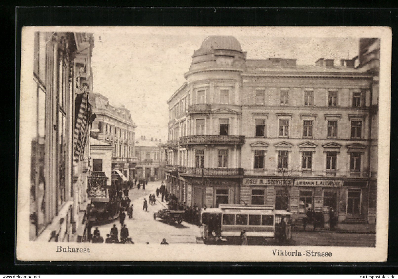 AK Bukarest, Viktoria-Strasse, Strassenbahn  - Tramways