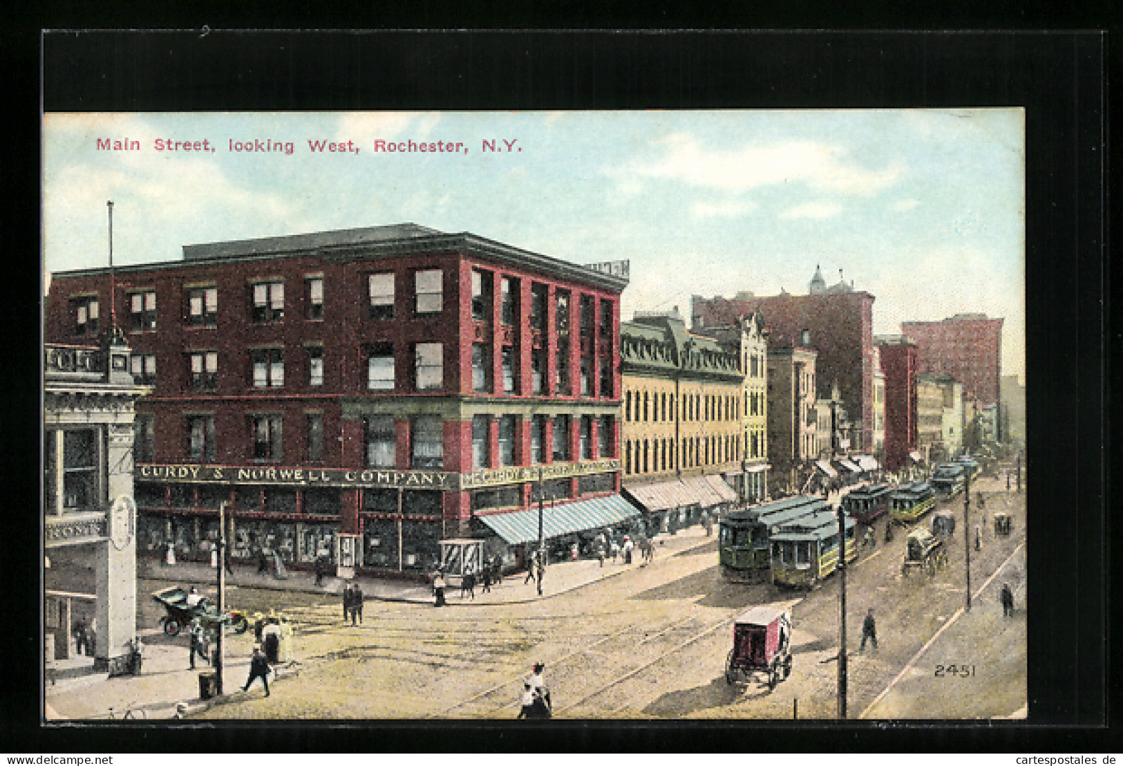 AK Rochester, NY, Main Street Looking West, Strassenbahn  - Tramways