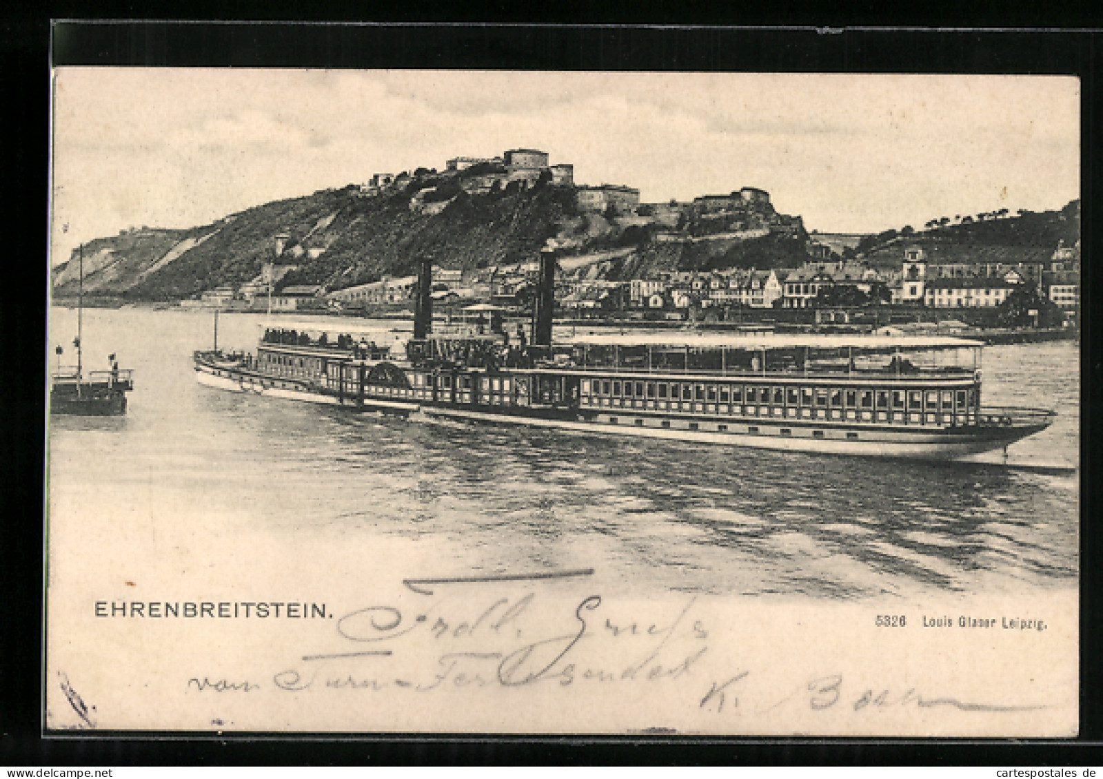 AK Ehrenbreitstein, Festung Mit Dampfer  - Other & Unclassified
