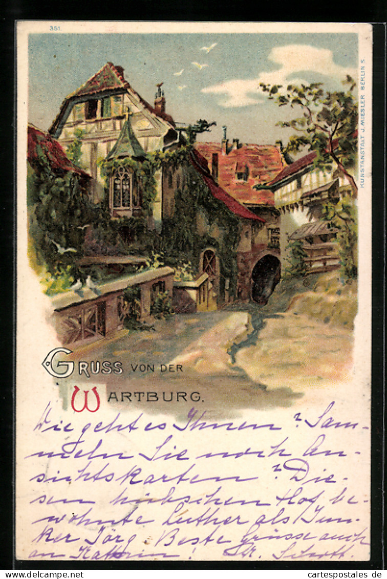 Lithographie Innenhof Der Wartburg  - Other & Unclassified
