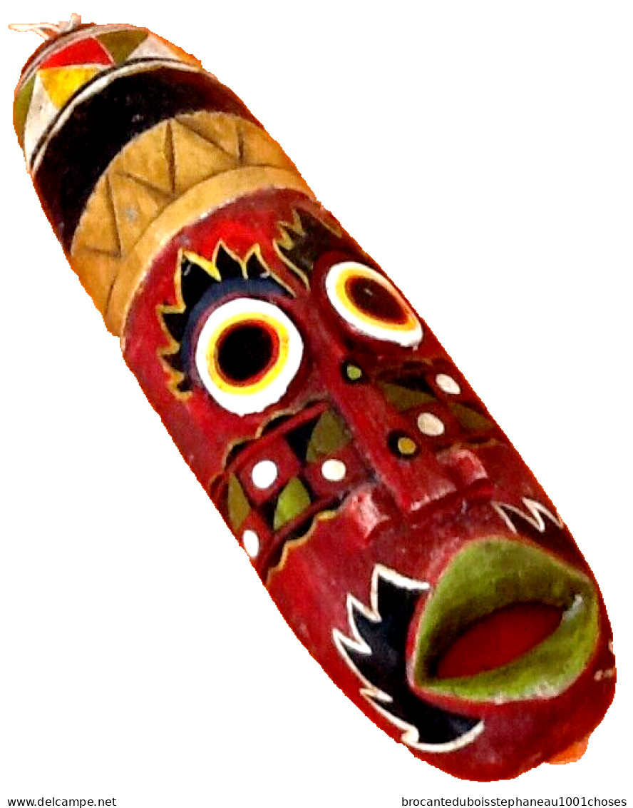 Masque Africain / Tribal (grand Modèle)  Bois Sculpté Et Coloré - Art Africain
