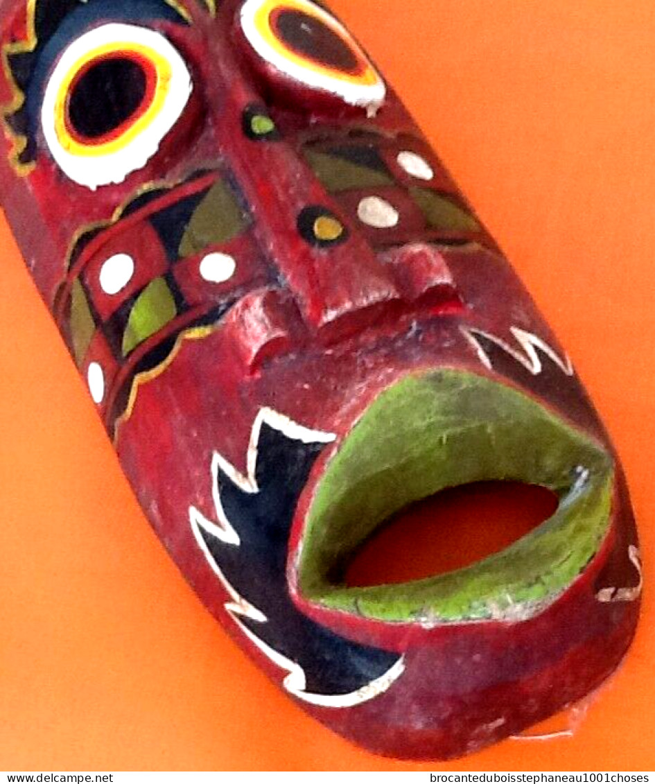 Masque Africain / Tribal (grand Modèle)  Bois Sculpté Et Coloré - Arte Africano