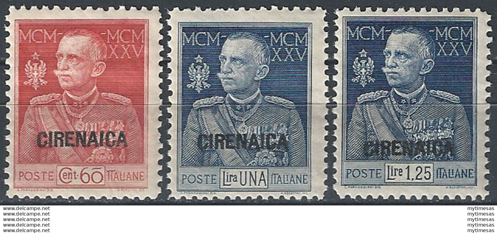 1925-26 Cirenaica Giubileo Perforated 11 3v. MNH Sassone N. 23/25 - Autres & Non Classés